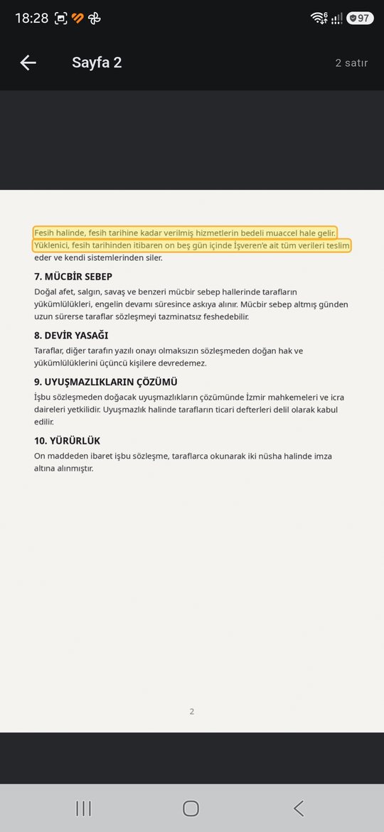 Taranmış sayfada vurgu
